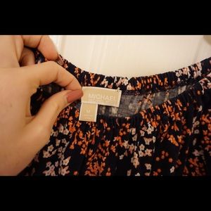 No Shoulder Michael Kors Blue Flower Print Top